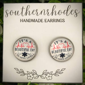 It's A Beautiful Day to Save Lives Stud Earrings | 16mm | Grey's Anatomy